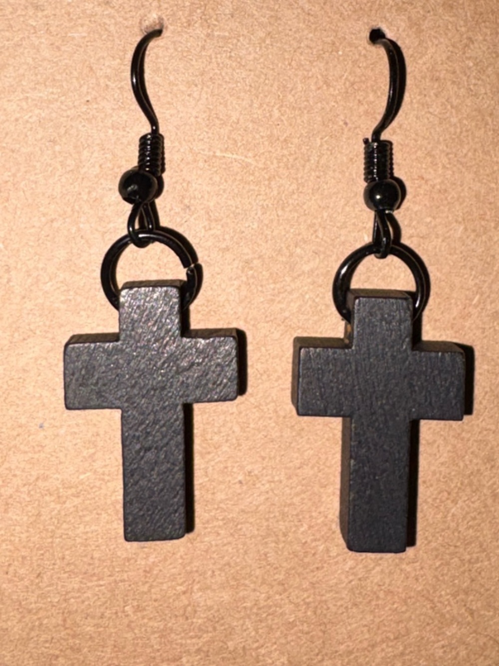 Black Cross Drop Earrings